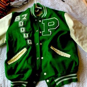 Varsity leather bomber